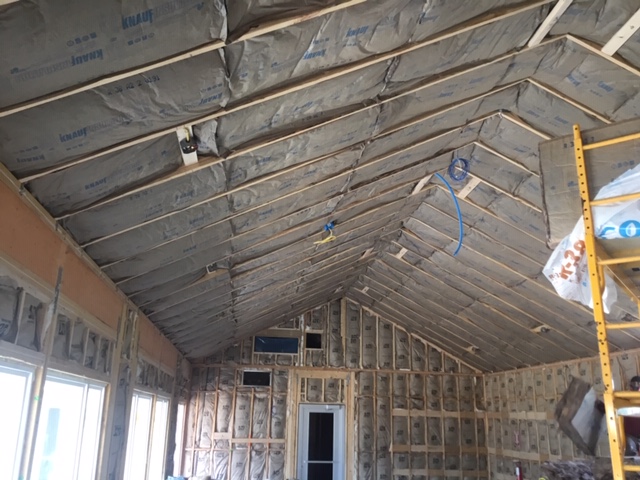 Insulation installed in ceilings and walls